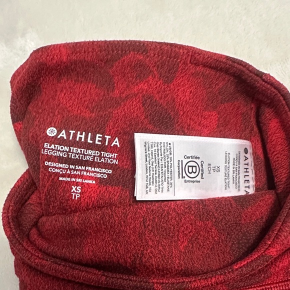 Athleta Elation Textured Tights Red Patterned - Picture 2 of 4